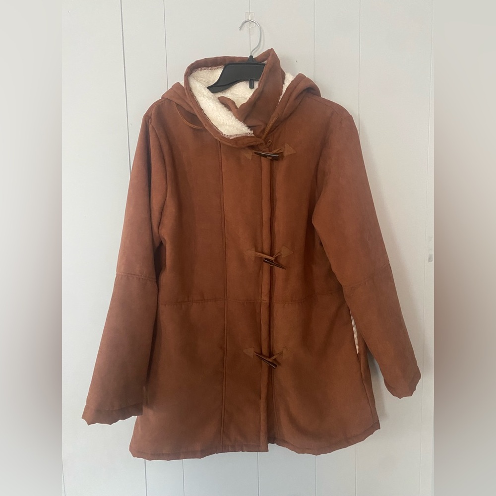 Camel Fleece Lined Jacket With Toggle/Zipper Clos… - image 1